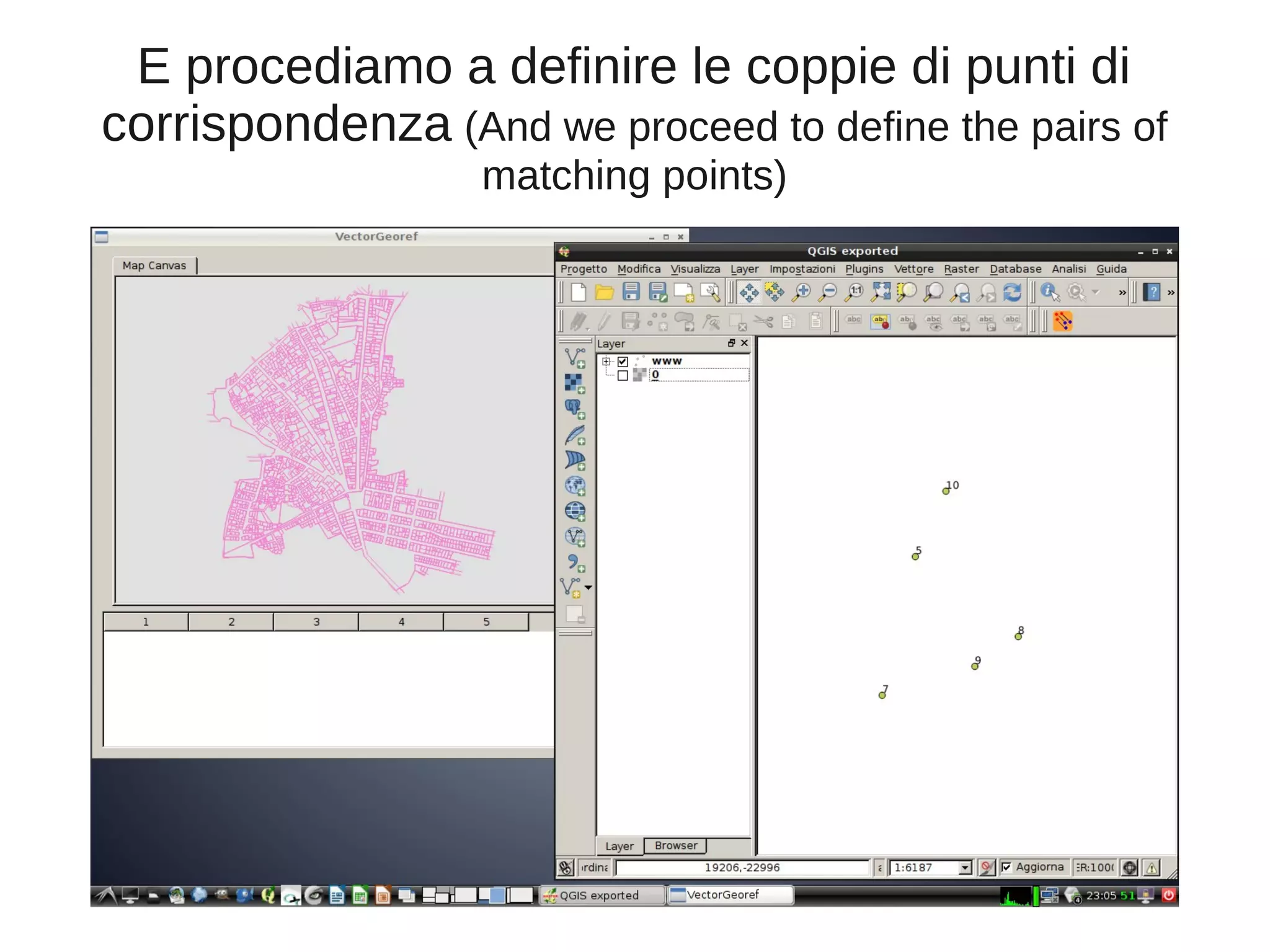 E procediamo a definire le coppie di punti di
corrispondenza (And we proceed to define the pairs of
matching points)

 