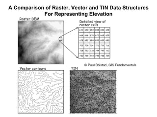 A Comparison of Raster, Vector and TIN Data Structures
For Representing Elevation
 