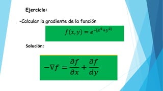 Ejercicio:
-Calcular la gradiente de la función
Solución:
 