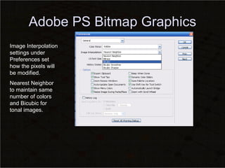 Adobe PS Bitmap Graphics Image Interpolation settings under Preferences set how the pixels will be modified. Nearest Neighbor to maintain same number of colors and Bicubic for tonal images. 