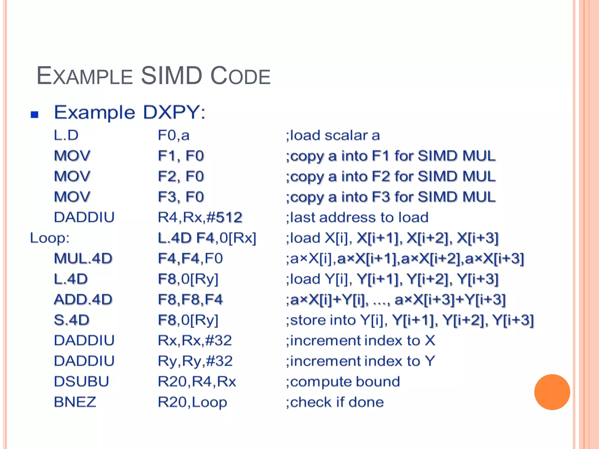 EXAMPLE SIMD CODE
 