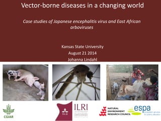 Vector-borne diseases in a changing world
Case studies of Japanese encephalitis virus and East African
arboviruses
Kansas State University
August 21 2014
Johanna Lindahl
 