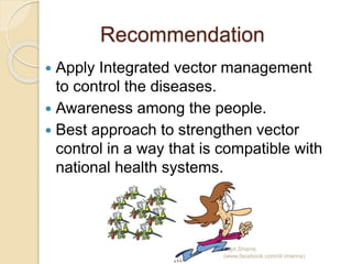 Recommendation
 Apply Integrated vector management
to control the diseases.
 Awareness among the people.
 Best approach to strengthen vector
control in a way that is compatible with
national health systems.
Capt.Shams
(www.facebook.com/dr.imanns)
 