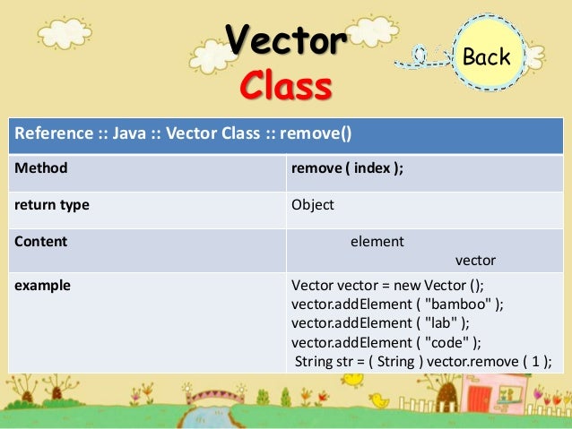 Function Java Vector class
