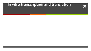
In vitro transcription and translation
 