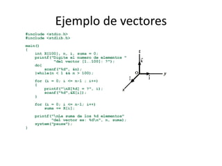 Ejemplo de vectores
