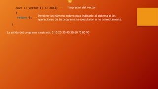Vectores en c++ | PPTX