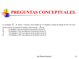Ing. Marcos Guerrero 15
PREGUNTAS CONCEPTUALES.
 