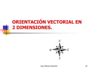 ORIENTACIÓN VECTORIAL EN
2 DIMENSIONES.
16Ing. Marcos Guerrero
 