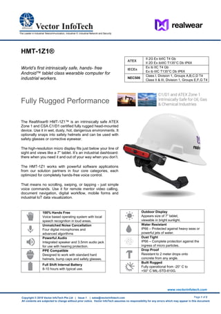 HMT-1Z1®
Page 1 of 2Copyright © 2019 Vector InfoTech Pte Ltd | Issue 1 | sales@vectorinfotech.com
All contents are subject...