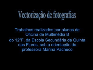 Trabalhos realizados por alunos de Oficina de Multimédia B do 12ºF, da Escola Secundária da Quinta das Flores, sob a orientação da professora Marina Pacheco Vectorização de fotografias 