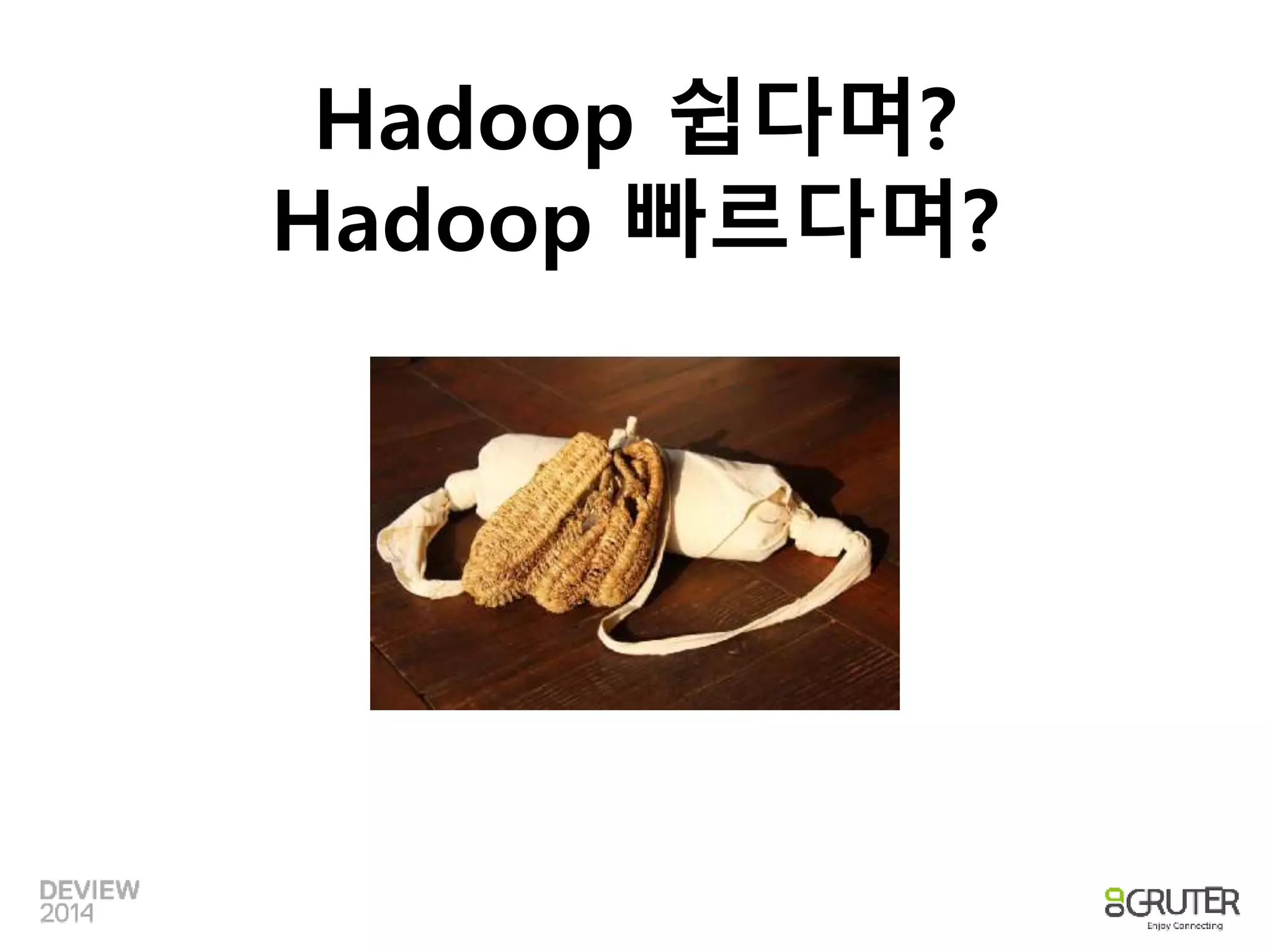 Hadoop 쉽다며? 
Hadoop 빠르다며? 
 