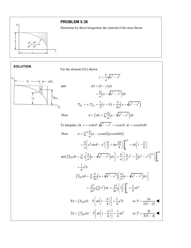 determined by direct integration the centroid of the area shown