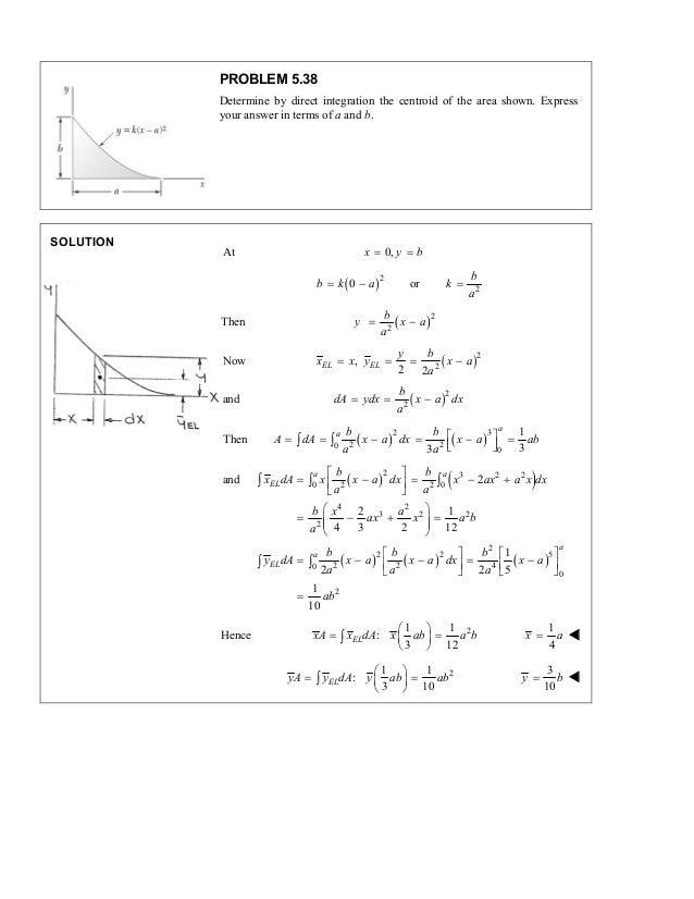 determined by direct integration the centroid of the area shown