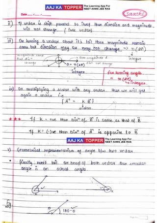 Vector Notes for english medium (handwritten) | PDF