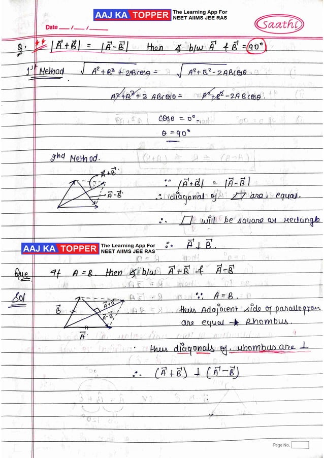 Vector Notes for english medium (handwritten) | PDF