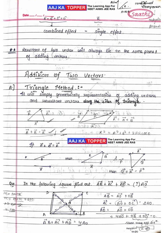 Vector Notes for english medium (handwritten) | PDF