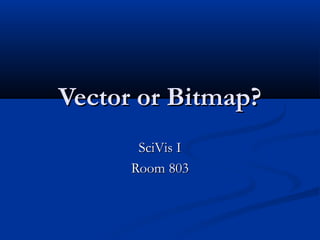 Vector or Bitmap?
       SciVis I
      Room 803
 