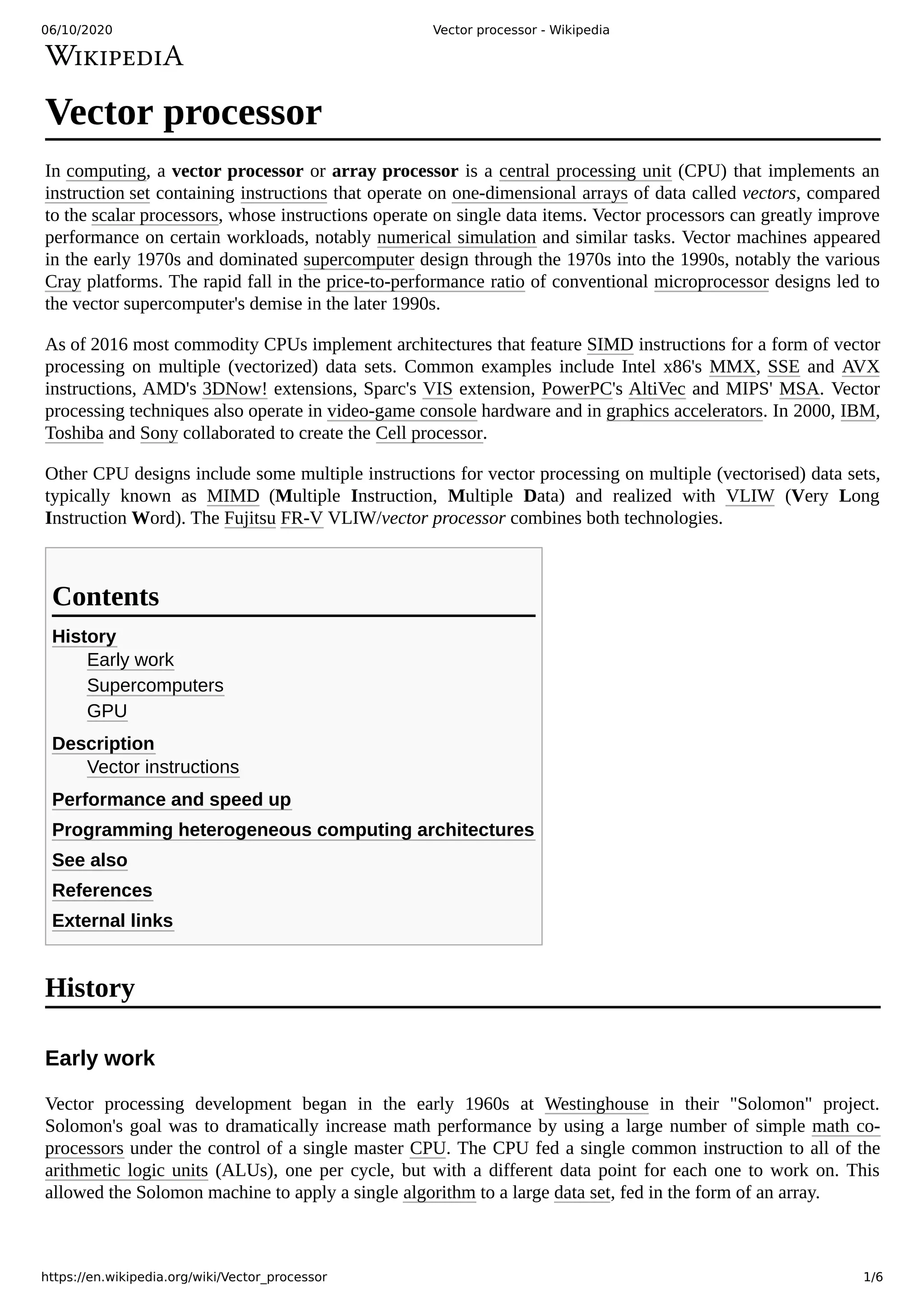 Vector processor : Notes | PDF