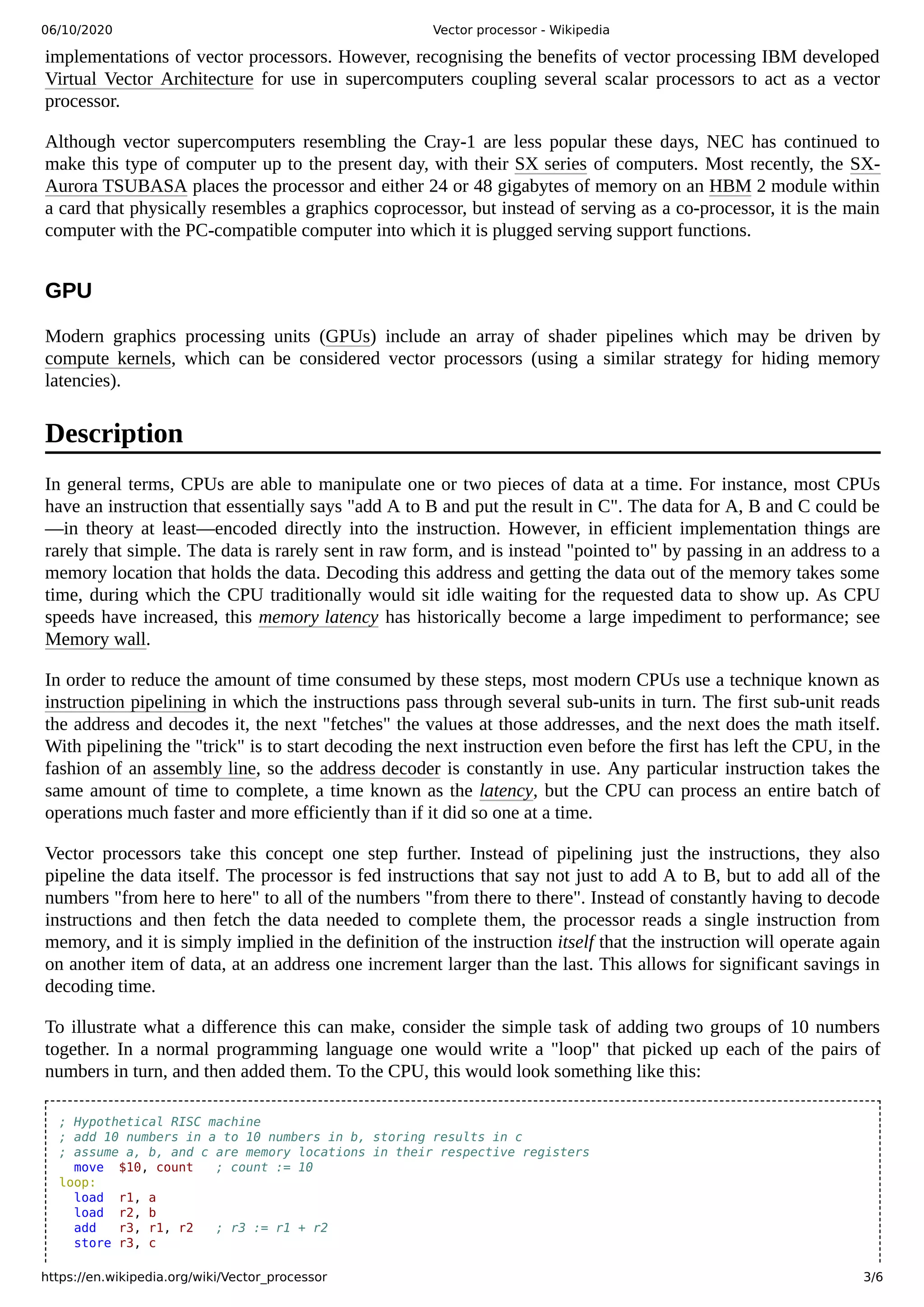 Vector processor : Notes | PDF