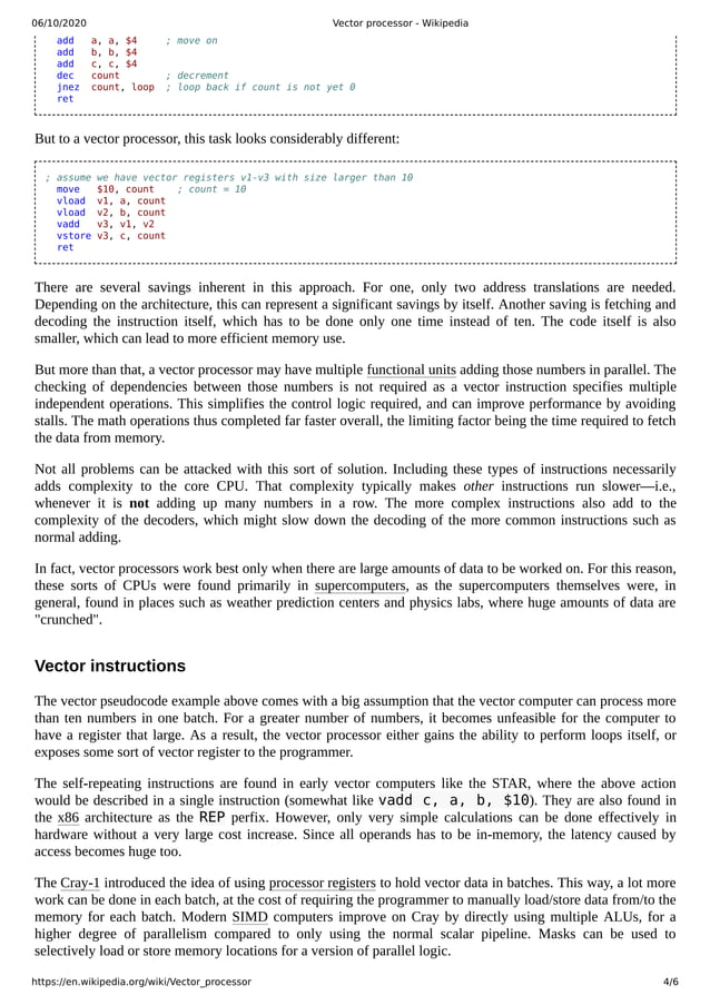 Vector processor : Notes | PDF