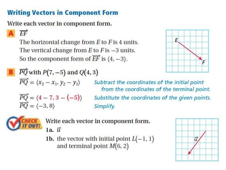 vectors vector in component form