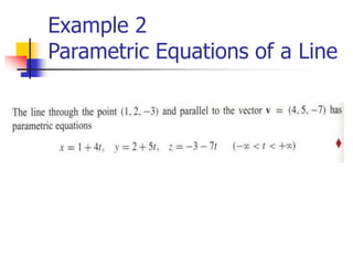 Example 2
Parametric Equations of a Line
 