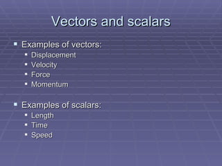 Vectors And Scalars And Kinematics | PPT | Physics | Science