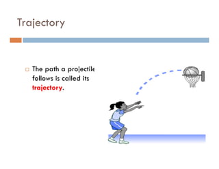 Trajectory


   The path a projectile
   follows is called its
   trajectory.
 