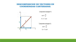 DESCOMPOSICION DE VECTORES EN
COORDENADAS CARTESIANAS.
 