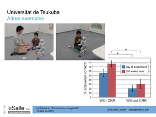 Jordi Albó Canals – jalbo@salle.url.edu
La Robòtica i l’Educació en el segle XXI
17 Abril de 2013
Universitat de Tsukuba
Altres exemples
 