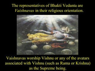 The representatives of Bhakti Vedanta are
Vaishnavas in their religious orientation.
Vaishnavas worship Vishnu or any of the avatars
associated with Vishnu (such as Rama or Krishna)
as the Supreme being.
SDMCNYS UJIRE 64
 