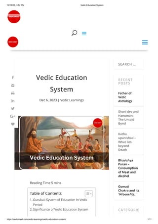 Vedic education system - In Vedic period