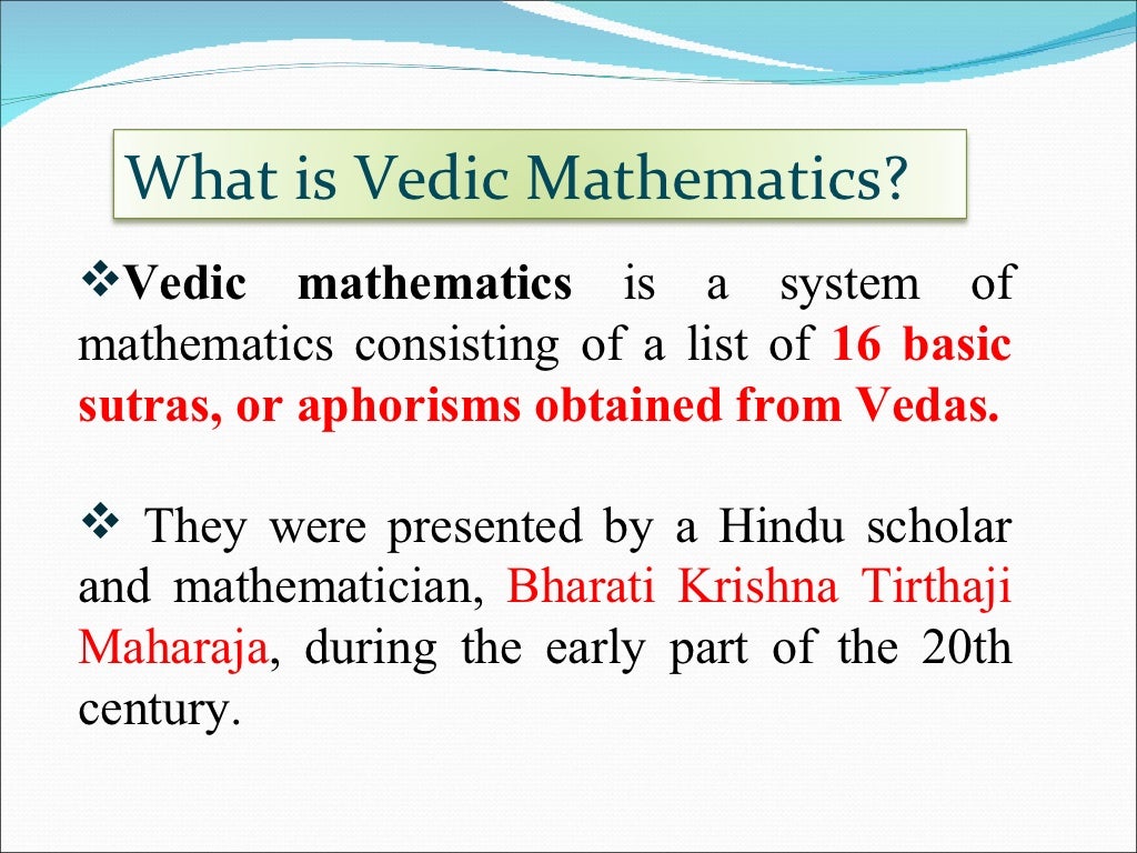 thesis on vedic mathematics