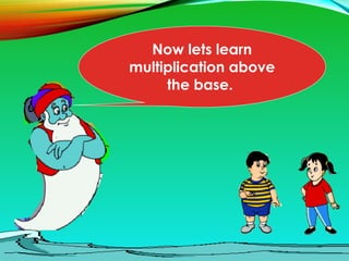 Now lets learn
multiplication above
the base.
 