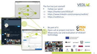 12
12
The fun has just started!
▪ Follow our work!
 https://twitter.com/VEDLIoT
 https://www.linkedin.com/company/vedlio...