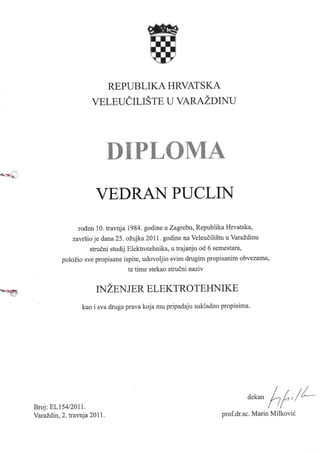 Vedran Puclin diploma eng