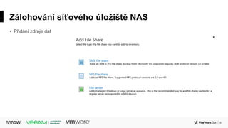 8Corporate
Zálohování síťového úložiště NAS
• Přidání zdroje dat
 