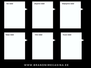 See nädal Järgmine nädal Ülejärgmine nädal
Neljas nädal Viies nädal Kuues nädal
 