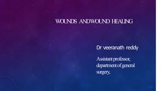 WOUNDS ANDWOUND HEALING
Dr veeranath reddy
Assistantprofessor,
departmentofgeneral
surgery,
 