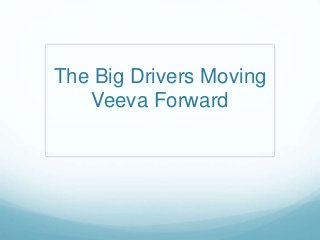 The Big Drivers Moving
Veeva Forward
 