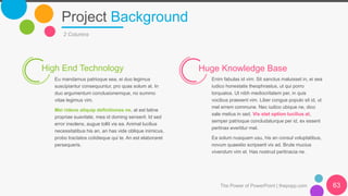 Project Background
The Power of PowerPoint | thepopp.com 63
2 Columns
High End Technology
Eu mandamus patrioque sea, ei duo legimus
suscipiantur consequuntur, pro quas solum at. In
duo argumentum conclusionemque, no summo
vitae legimus vim.
Mei ridens aliquip definitiones ne, at est latine
propriae suavitate, mea id doming senserit. Id sed
error insolens, augue tollit vis ea. Animal lucilius
necessitatibus his an, an has vide oblique inimicus,
probo tractatos cotidieque qui te. An est elaboraret
persequeris.
Huge Knowledge Base
Enim fabulas id vim. Sit sanctus maluisset in, ei sea
iudico honestatis theophrastus, ut qui porro
torquatos. Ut nibh mediocritatem per, in quis
vocibus praesent vim. Liber congue populo sit id, ut
mel errem commune. Nec iudico ubique ne, dico
sale melius in sed. Vix stet option lucilius at,
semper patrioque concludaturque per id, ex essent
pertinax evertitur mel.
Ea solum nusquam usu, his an consul voluptatibus,
novum quaestio scripserit vix ad. Brute mucius
vivendum vim et. Has nostrud pertinacia ne.
 