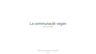 La communauté vegan
DATA PROCESSING | NEOMA BS
| 2017
 