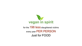 vegan in spirit
for the 198 less slaughtered victims
every year PER PERSON
Just for FOOD
 