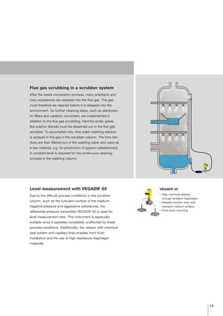 VEGA Pressure & Level Measurement - Environment and Recycling Industry Applications