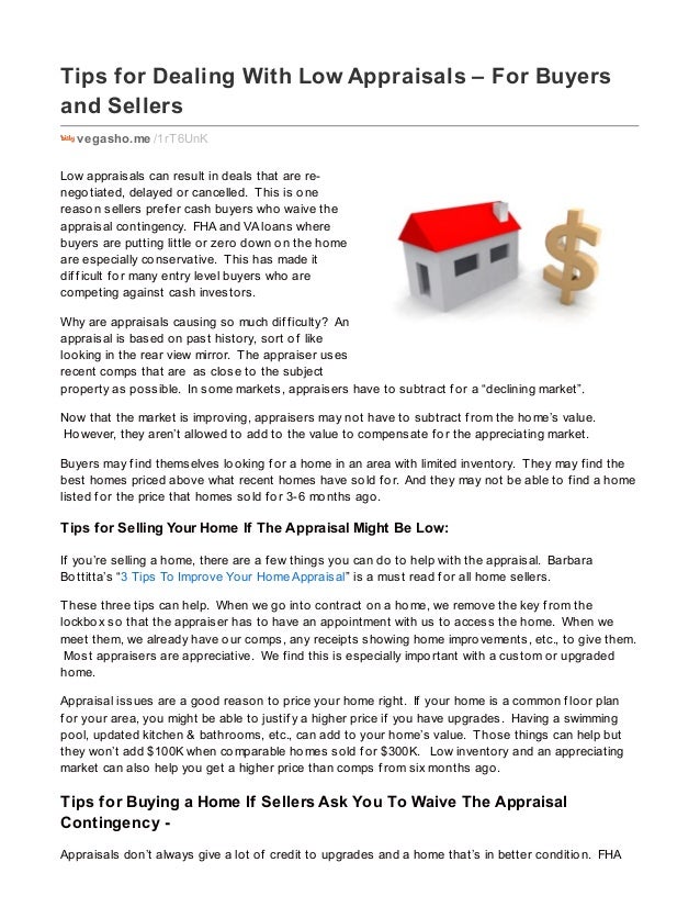 Tips for Dealing With Low Appraisals For Buyers and Sellers