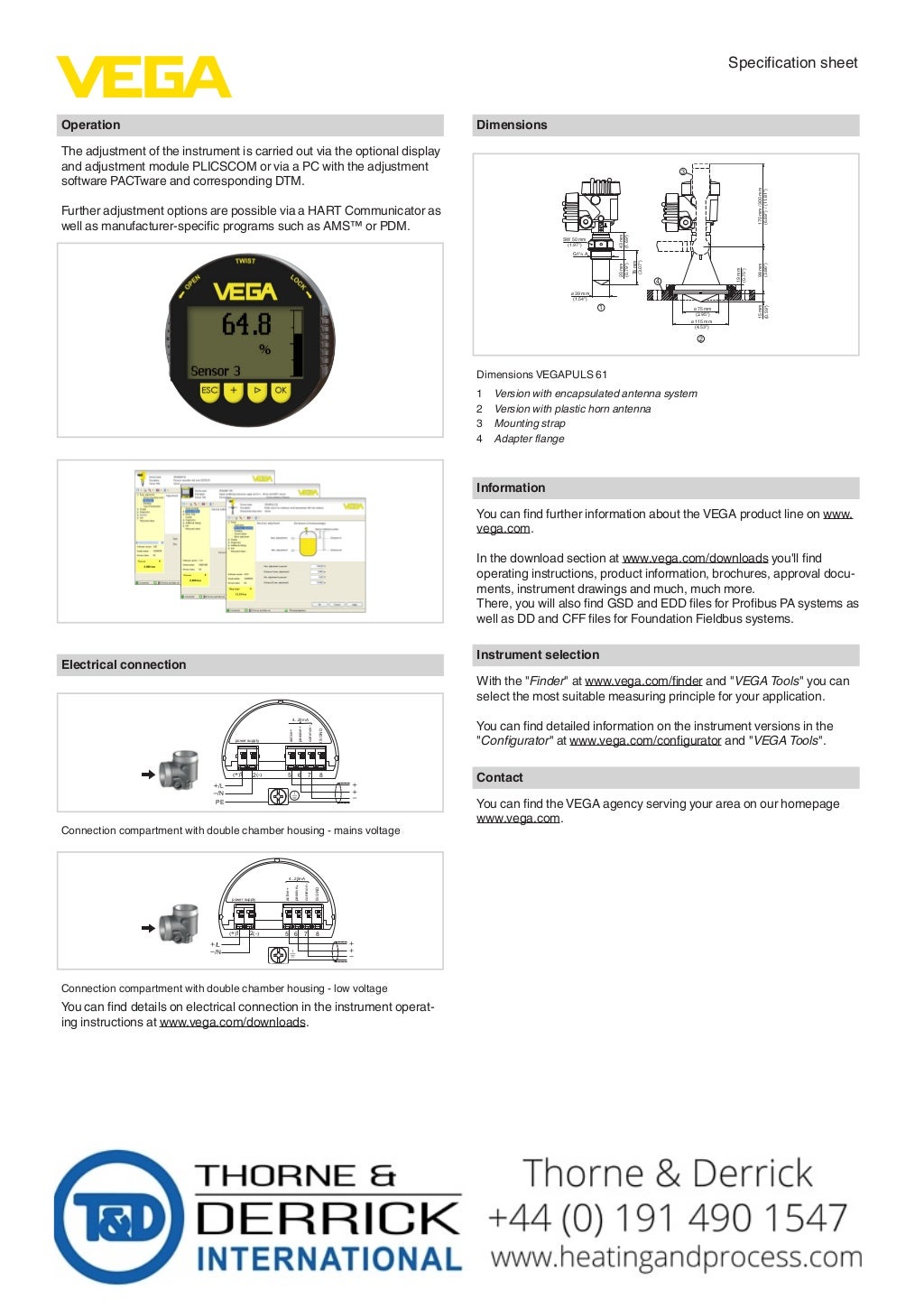 VEGA VEGAPULS 61 Radar Level Sensor