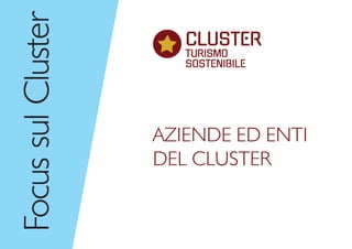 Focus
sul
Cluster
AZIENDE ED ENTI
DEL CLUSTER
CLUSTER
TURISMO
SOSTENIBILE
 