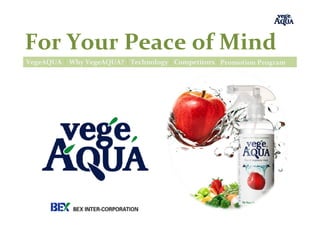 For Your Peace of Mind
VegeAQUA

Why VegeAQUA? Technology Competitors Promotion Program

 