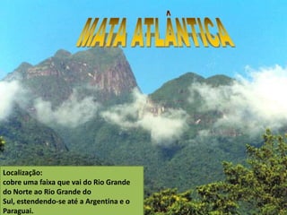 Localização:
cobre uma faixa que vai do Rio Grande
do Norte ao Rio Grande do
Sul, estendendo-se até a Argentina e o
Paraguai.
 
